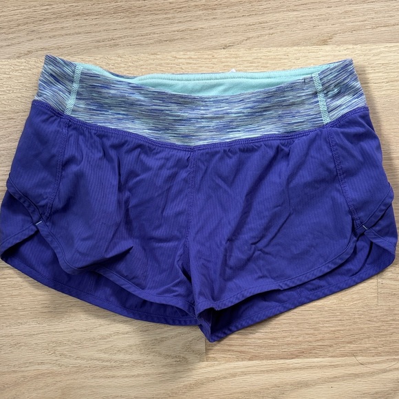Ivivva Purple Shorts with Striped Blue Waistband - Picture 1 of 4